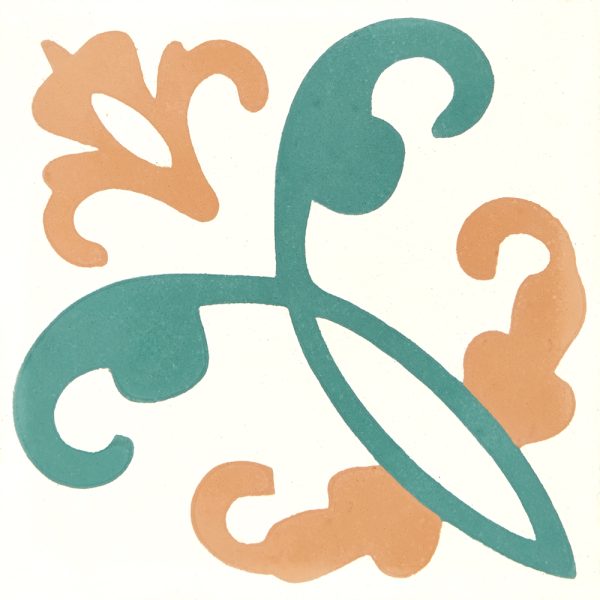 Handgefertigte Jugendstil Zementfliesen mit floralem Muster in Pastellfarben